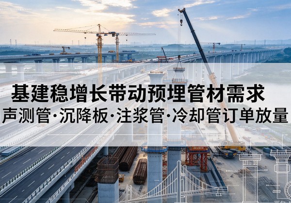 河西区基建稳增长带动预埋监测管材需求，声测管、沉降板、注浆管订单持续放量